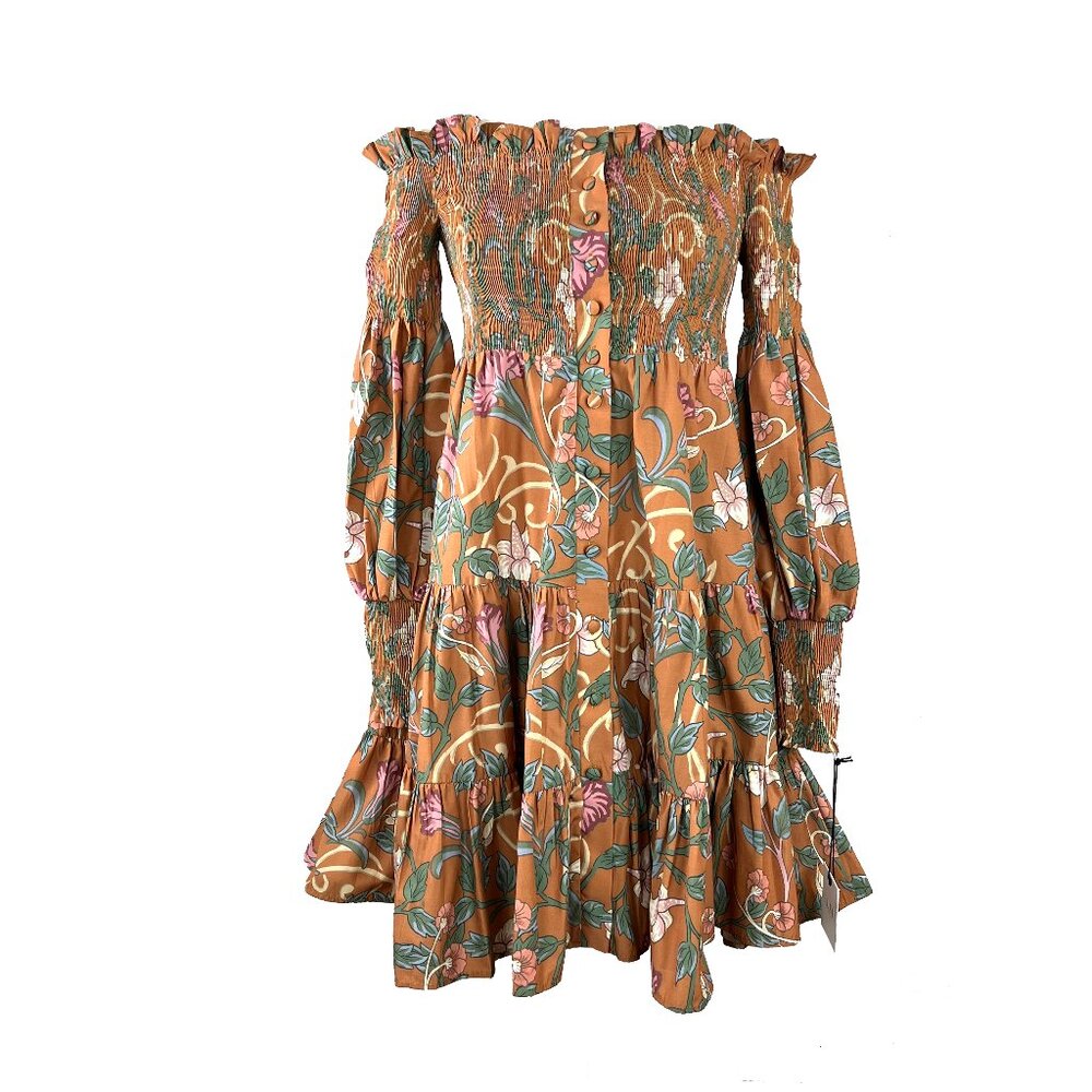 Kleid For Her Marianne Mini Off Shoulder Smocked Long Sleeve Dress Womens S